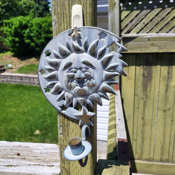 Vintage Verdi Gris Metal Partylite Sun and Stars Wall Sconce Candle Holder - Picture 10 of 15